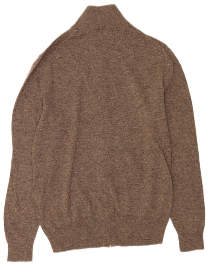 GANT Mens Cardigan Sweater Medium Brown Flecked Wool