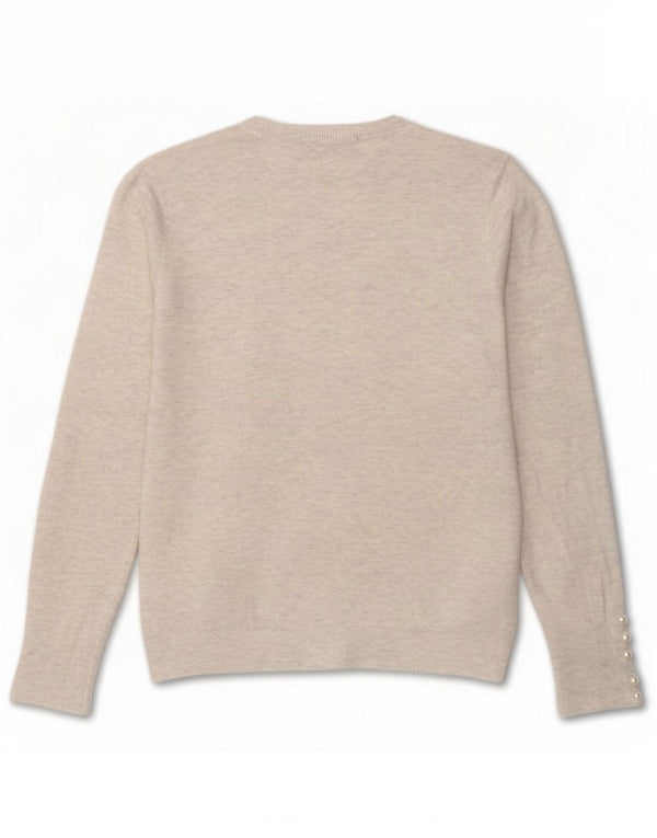 Zara Womens Crew Neck Jumper Sweater UK 14 Large Grey Flecked Viscose