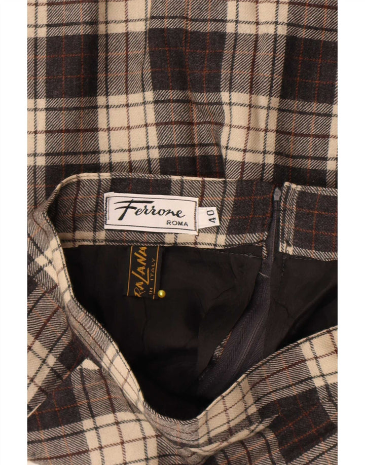 Ferrone Womens Straight Skirt IT 40 Small W25  Grey Check Wool