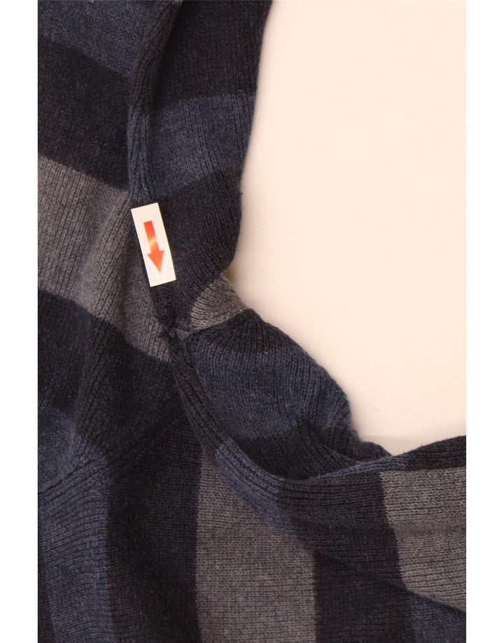 Marks & Spencer Mens Crew Neck Jumper Sweater Medium Navy Blue Striped