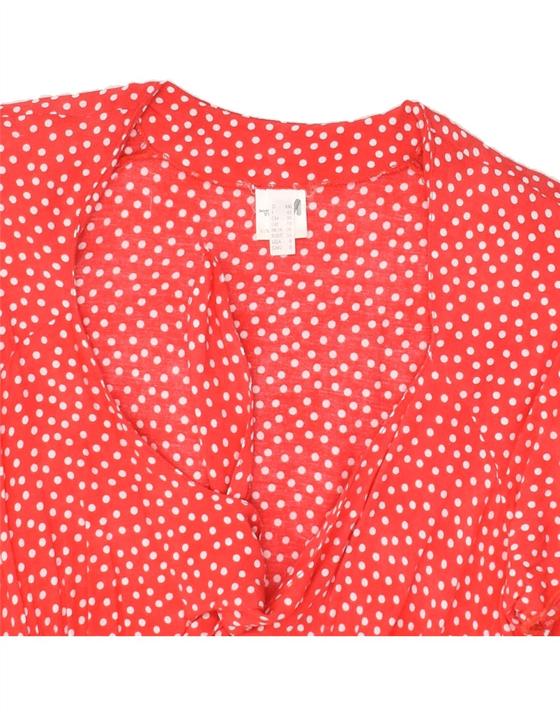 VINTAGE Womens Short Sleeves Shirt Dress UK 10 Small Red Polka Dot Viscose | Vintage Vintage | Thrift | Second-Hand Vintage | Used Clothing | Messina Hembry 