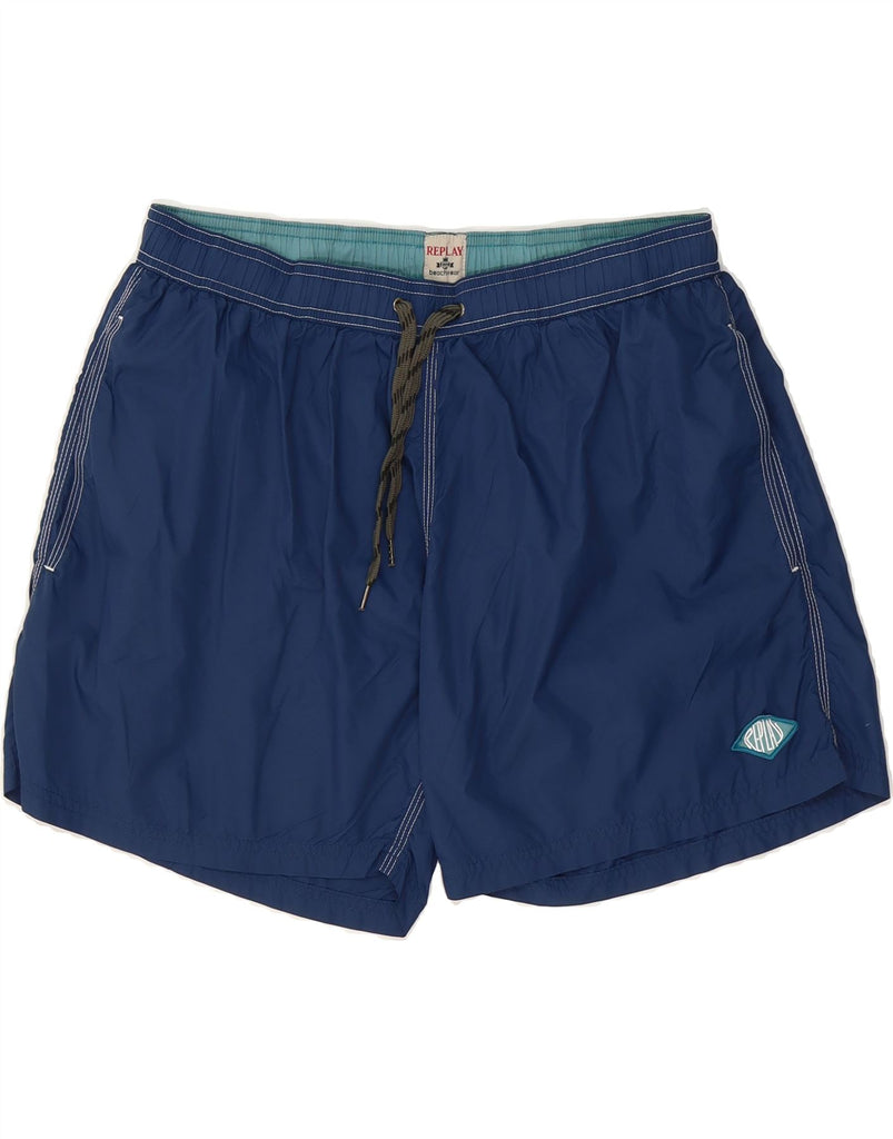 REPLAY Mens Swimming Shorts XL Navy Blue Polyester Vintage Replay and Second-Hand Replay from Messina Hembry 