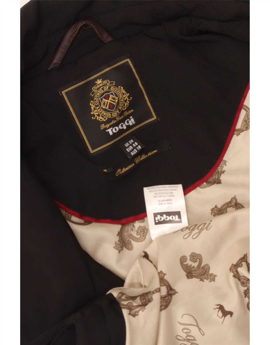 Toggi Womens Pea Coat UK 20 2XL Black Nylon