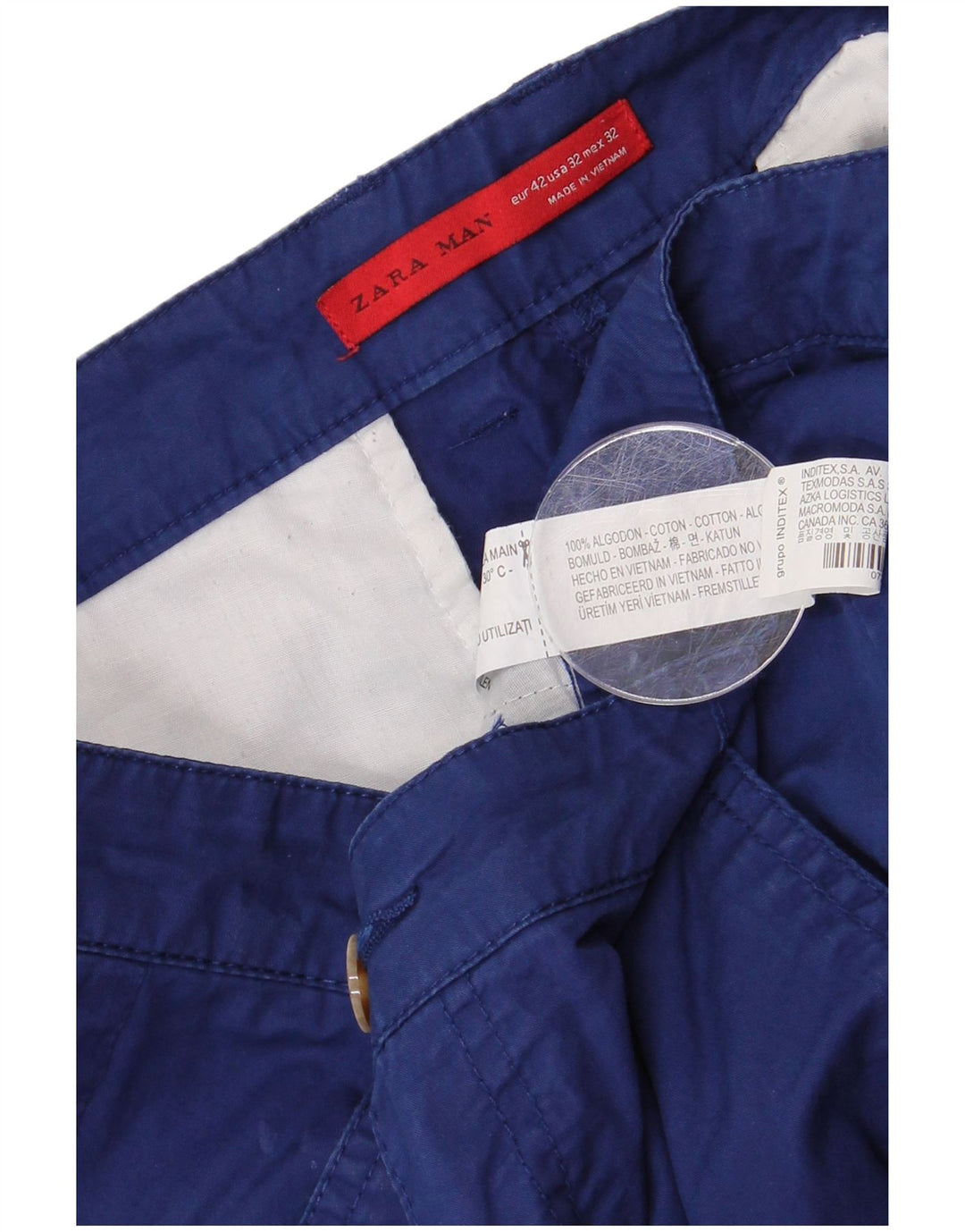 ZARA Mens Chino Shorts EU 42 Large W32 Blue Cotton