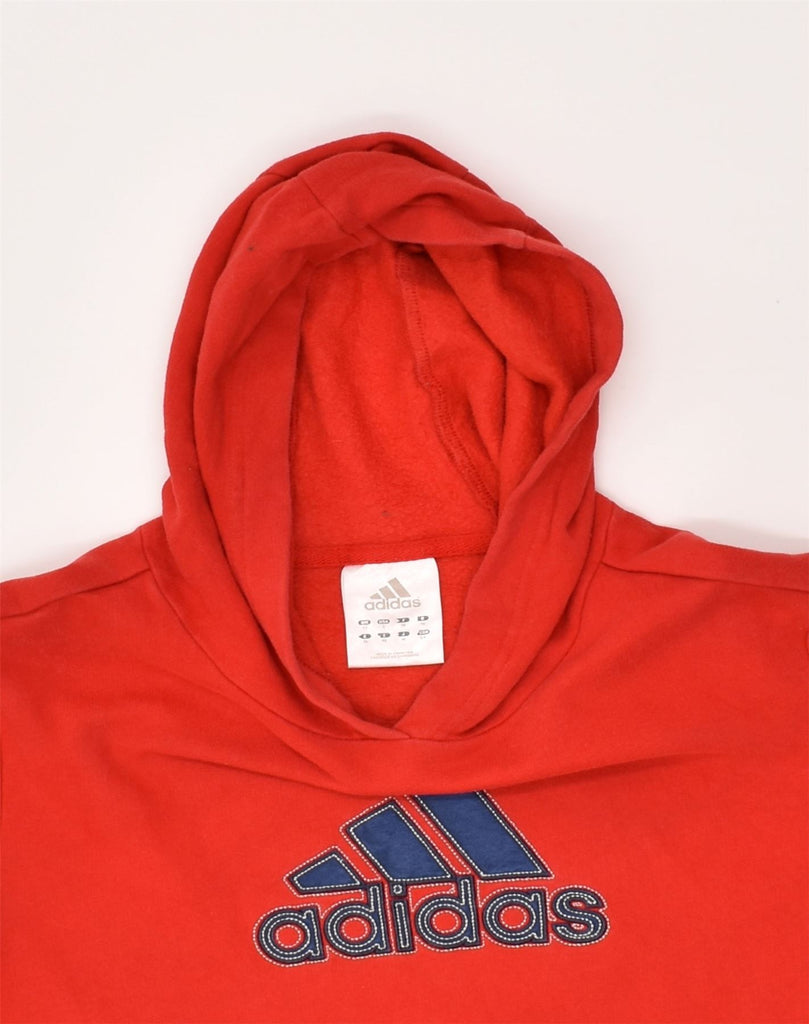 ADIDAS Boys Graphic Hoodie Jumper 9-10 Years Red Cotton | Vintage Adidas | Thrift | Second-Hand Adidas | Used Clothing | Messina Hembry 