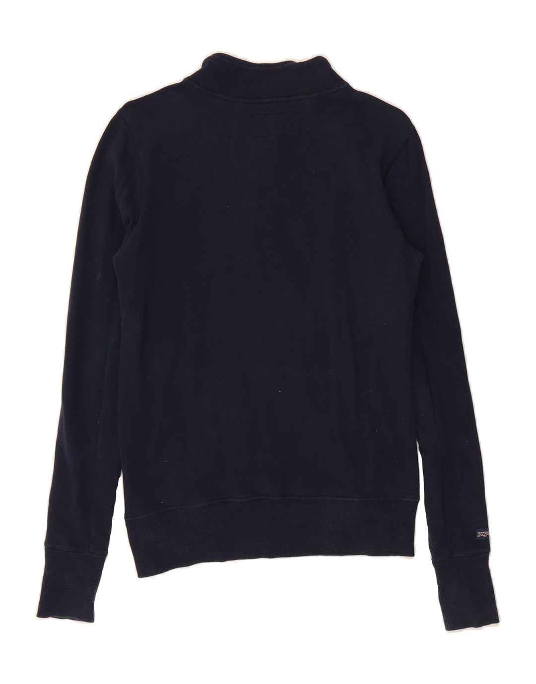 VINTAGE Womens Graphic Zip Neck Sweatshirt Jumper UK 14 Medium Navy Blue Vintage Vintage and Second-Hand Vintage from Messina Hembry 