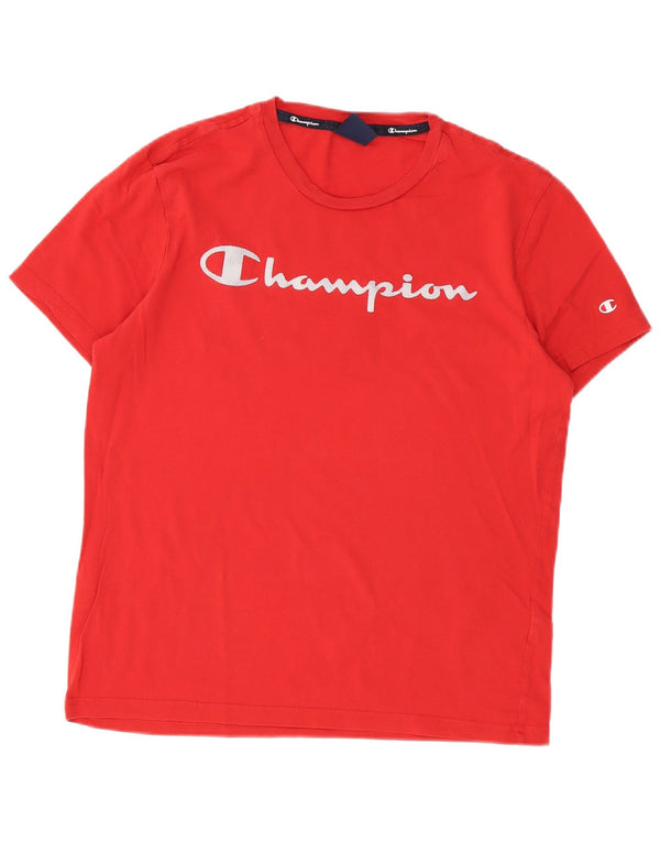 Champion Mens Graphic T-Shirt Top Medium Red Cotton