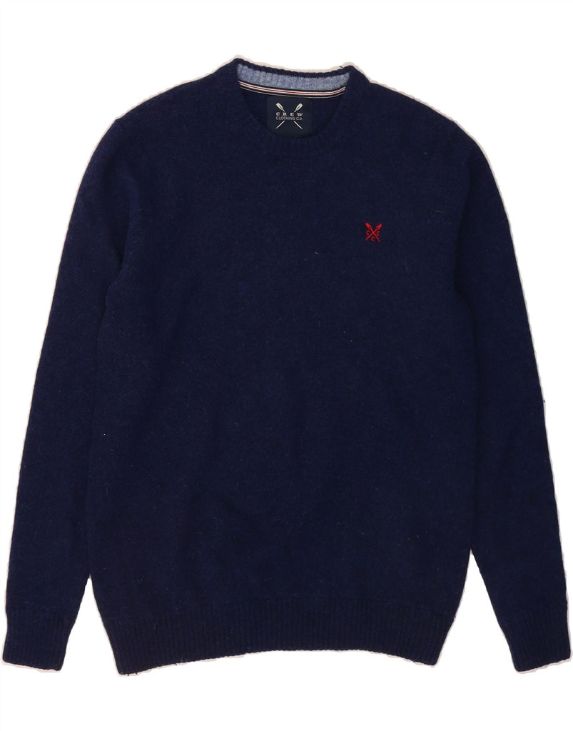 CREW CLOTHING Mens Crew Neck Jumper Sweater Large Navy Blue Lambswool Vintage Crew Clothing and Second-Hand Crew Clothing from Messina Hembry 