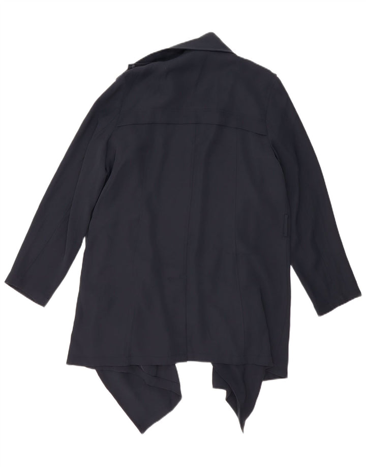 Zara Womens Trench Coat UK 16 Large Navy Blue Polyester