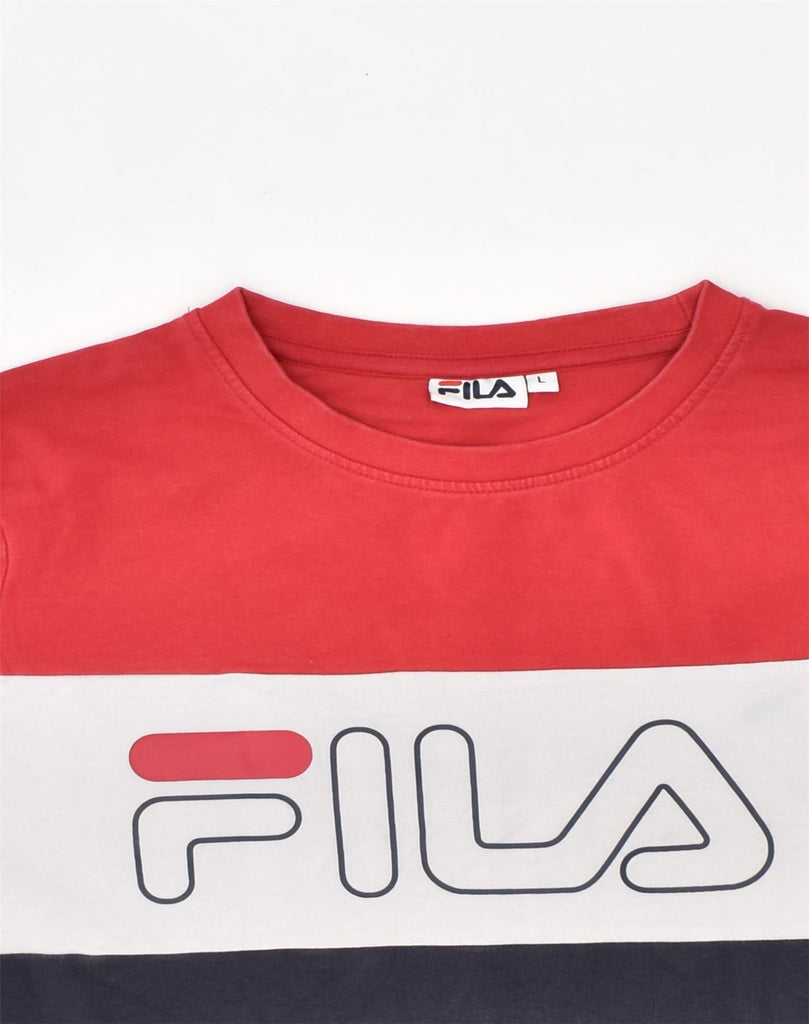 FILA Mens Graphic Sweatshirt Jumper Large Multicoloured Colourblock | Vintage Fila | Thrift | Second-Hand Fila | Used Clothing | Messina Hembry 