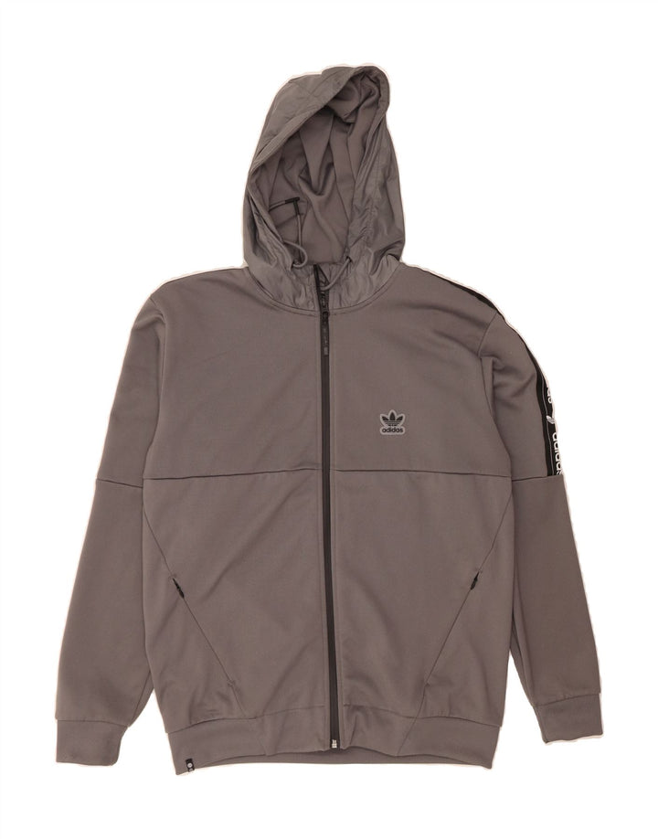 ADIDAS Mens Graphic Zip Hoodie Sweater Medium Grey Polyester Vintage Adidas and Second-Hand Adidas from Messina Hembry 
