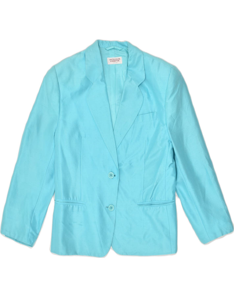 UNITED COLORS OF BENETTON Womens 2 Button Blazer Jacket IT 42 Medium Blue | Vintage United Colors of Benetton | Thrift | Second-Hand United Colors of Benetton | Used Clothing | Messina Hembry 