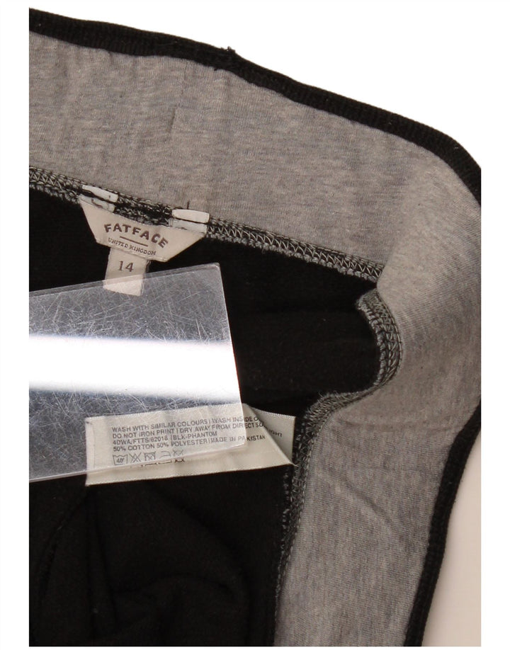 FAT FACE Womens Tracksuit Trousers UK 14 Large Black Cotton