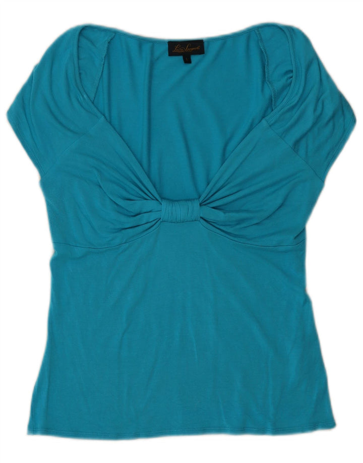 Luisa Spagnoli Womens Blouse Top UK 14 Large Blue Modal
