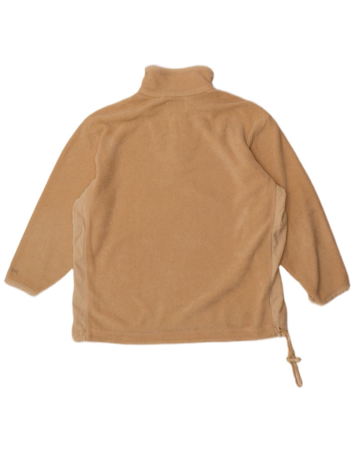 Mustang Mens Zip Neck Fleece Jumper Large Beige Colourblock Polyester
