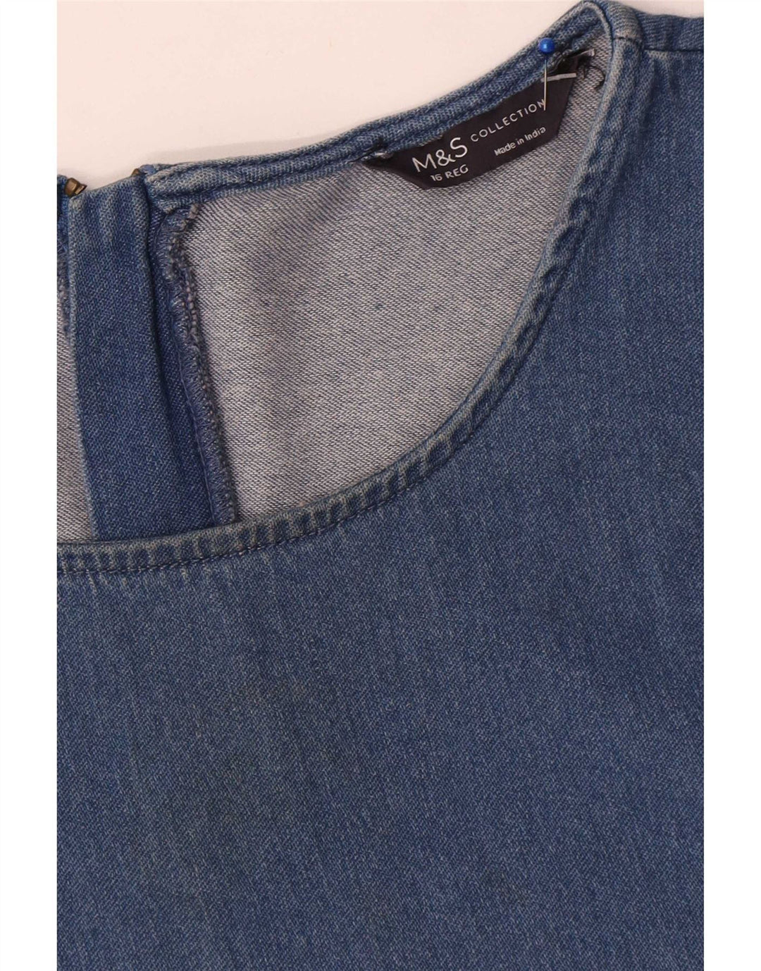 Marks & Spencer Womens 3/4 Sleeve Oversized Denim Dress UK 16 Large Blue