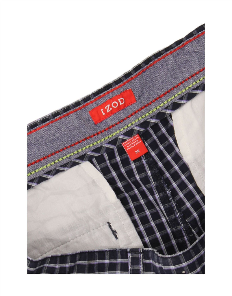 IZOD Mens Chino Shorts W36 Large Navy Blue Check Cotton Vintage Izod and Second-Hand Izod from Messina Hembry 
