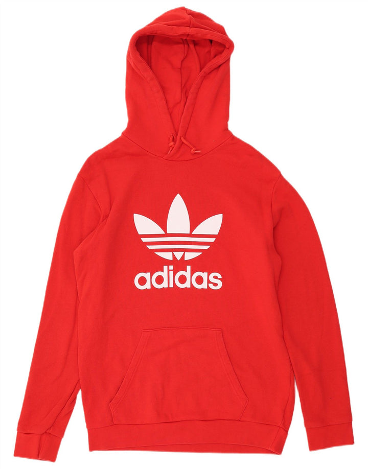 Adidas Mens Graphic Hoodie Jumper Medium Red Cotton