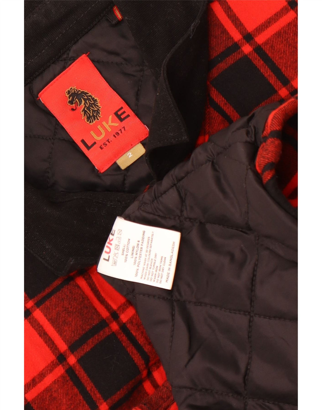 Luke 1977 Mens Lumberjack Flannel Shirt XL Red Check Nylon