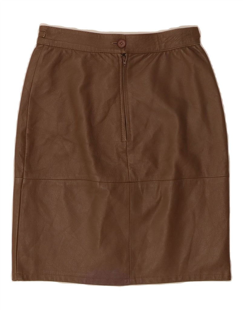 VINTAGE Womens Leather Pencil Skirt IT 42 Medium W26  Brown Vintage Vintage and Second-Hand Vintage from Messina Hembry 