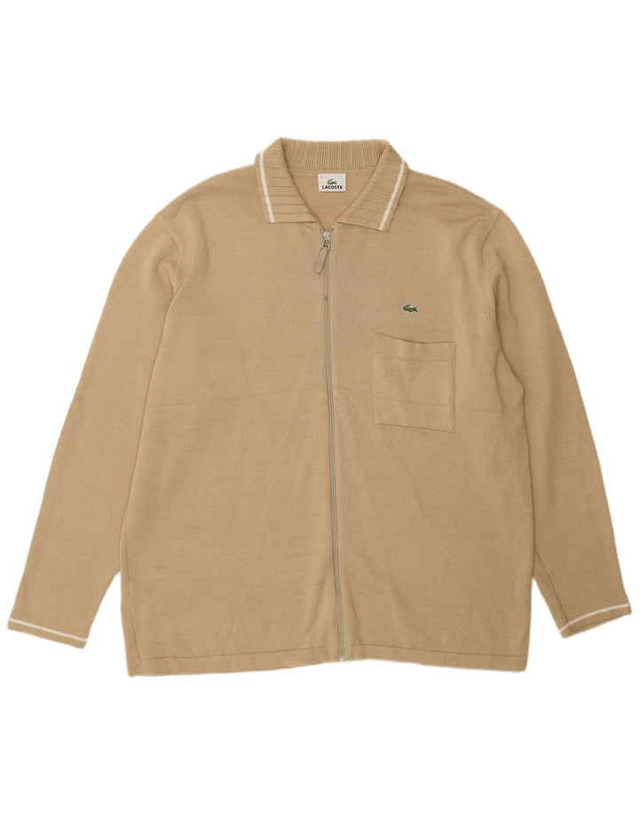 Lacoste Mens Cardigan Sweater Size 8 3XL Beige Cotton