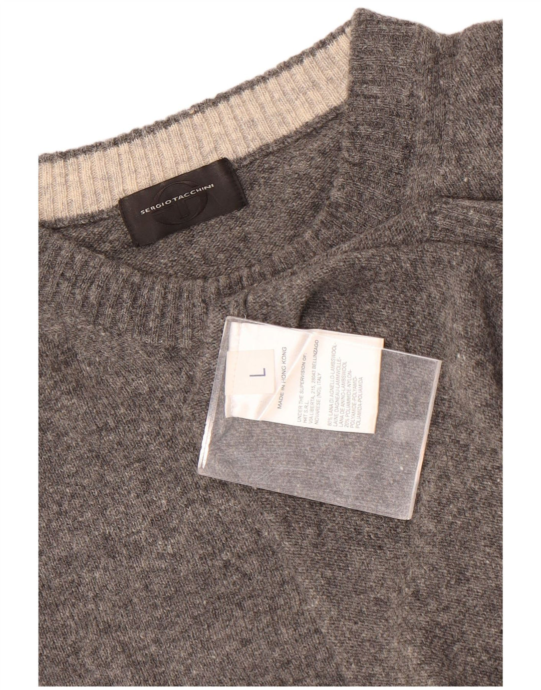 Sergio Tacchini Mens Crew Neck Jumper Sweater Large Grey Flecked Wool