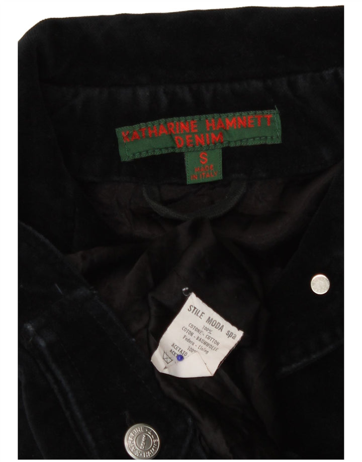 Katharine Hammett Womens Crop Bomber Jacket UK 8 Small Navy Blue Cotton