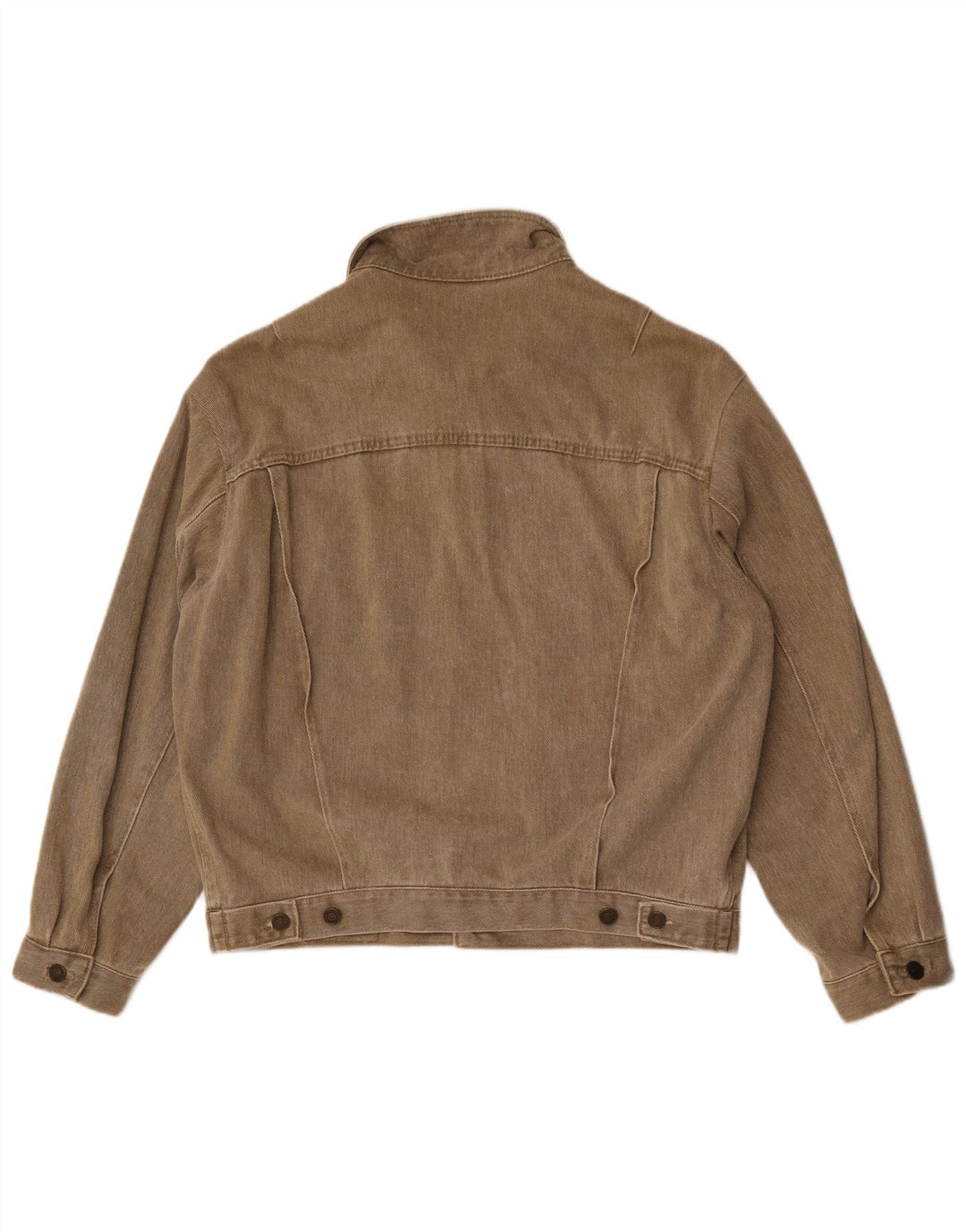 Wampum Mens Loose Fit Denim Jacket UK 38 Medium Khaki Cotton
