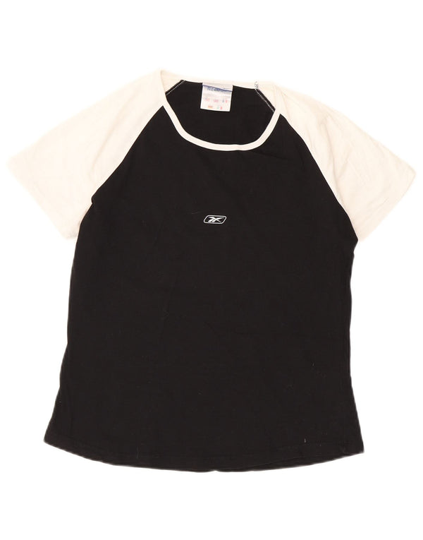 Reebok Womens T-Shirt Top UK 16 Large Black Colourblock Cotton