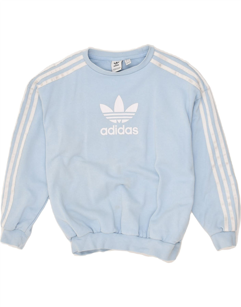 ADIDAS Girls Oversized Graphic Sweatshirt Jumper 11-12 Years Blue Cotton | Vintage Adidas | Thrift | Second-Hand Adidas | Used Clothing | Messina Hembry 