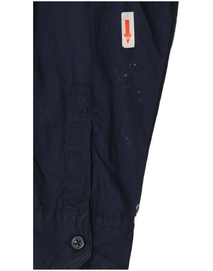 BENETTON Boys Graphic Shirt 8-9 Years Large  Navy Blue Cotton