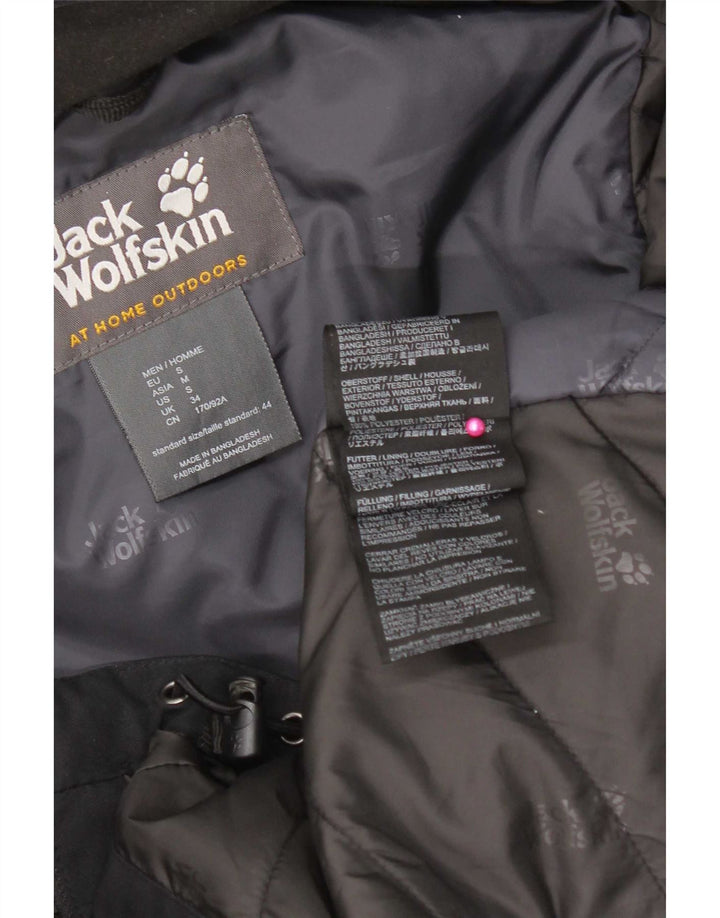 Jack Wolfskin Mens Hooded Windbreaker Jacket UK 34 Small Black Polyester