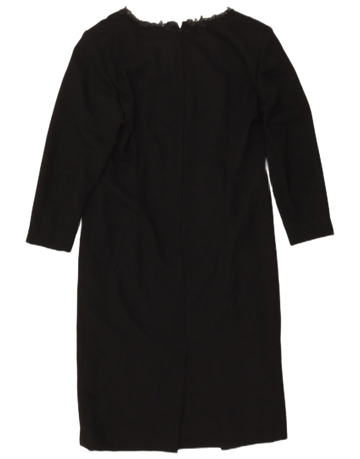 VINTAGE Womens Long Sleeve Sheath Dress UK 14 Large Black