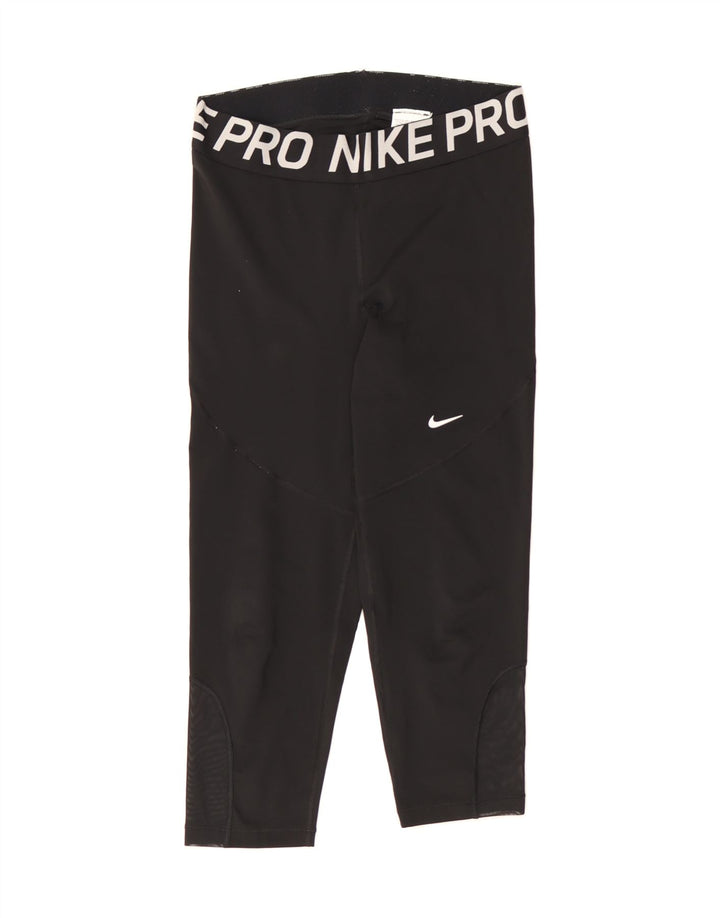 NIKE Womens Dri Fit Graphic Capri Leggings UK 14 Large  Black Polyester Vintage Nike and Second-Hand Nike from Messina Hembry 