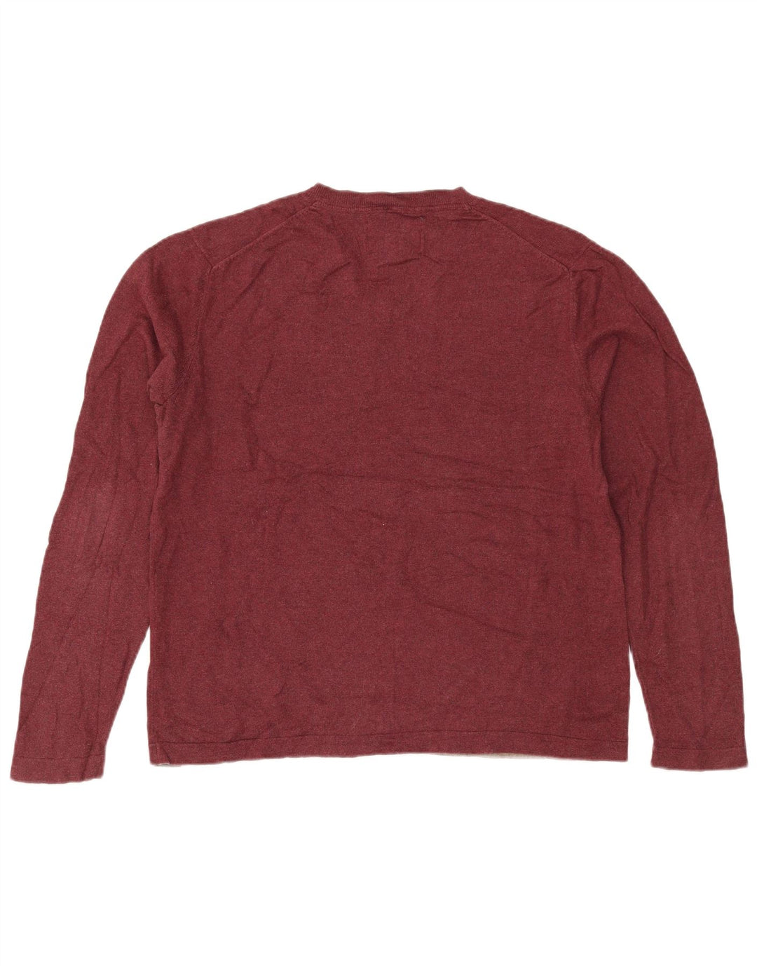 Eddie Bauer Mens V-Neck Jumper Sweater Medium Burgundy Cotton