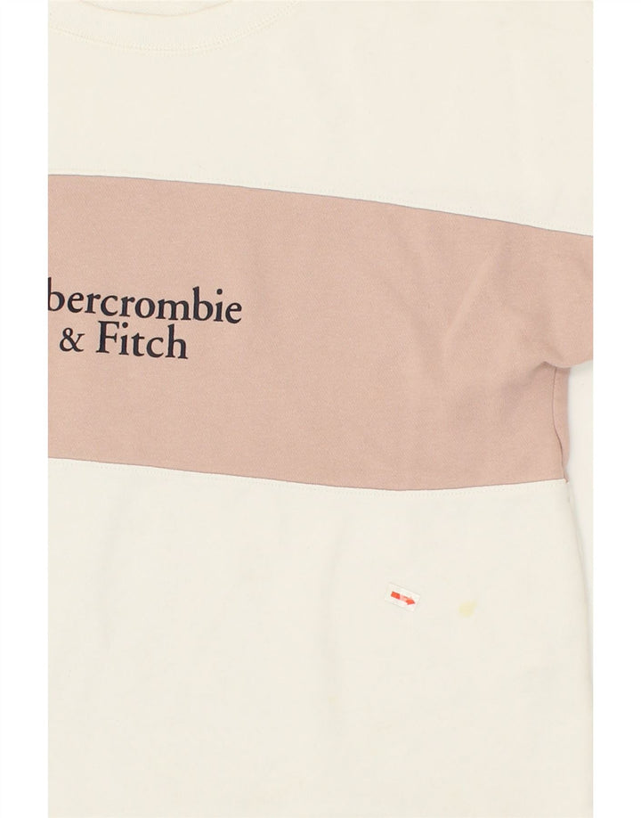 ABERCROMBIE & FITCH Womens Crop Sweatshirt Jumper UK 14 Medium White Vintage Abercrombie & Fitch and Second-Hand Abercrombie & Fitch from Messina Hembry 