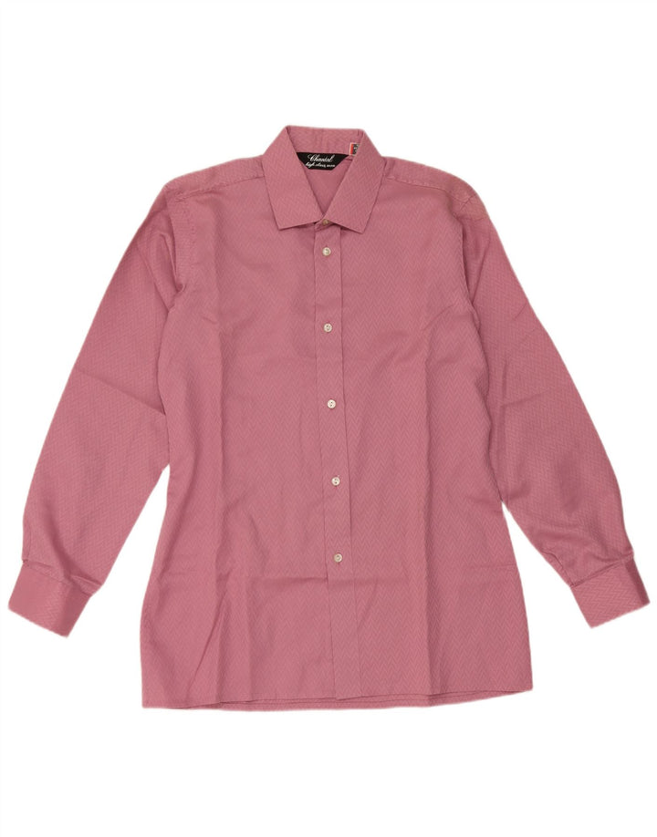 Vintage Mens Slim Shirt Size 38 15 Medium Pink Geometric