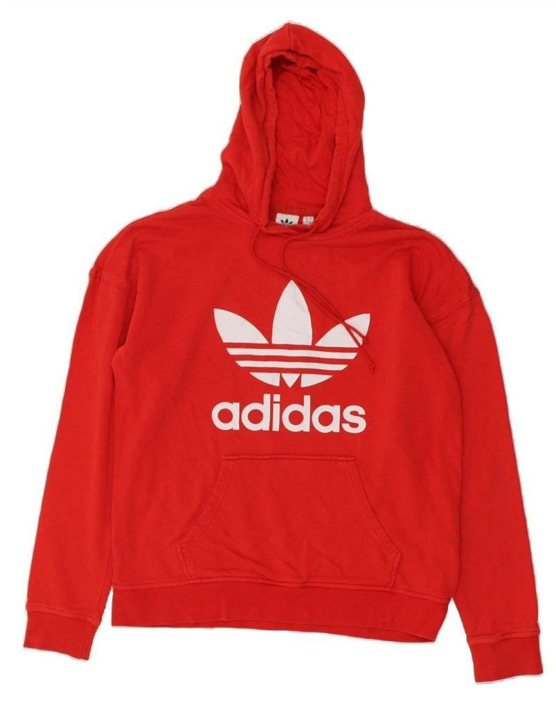 ADIDAS Womens Oversized Graphic Hoodie Jumper UK 10 Small  Red | Vintage Adidas | Thrift | Second-Hand Adidas | Used Clothing | Messina Hembry 