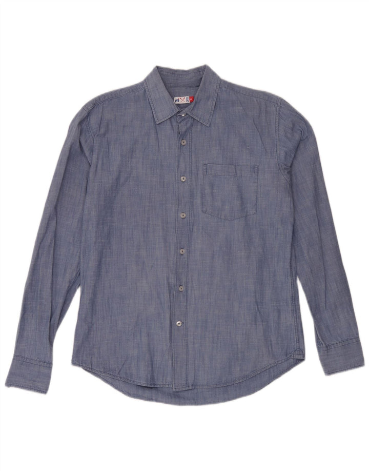 Vintage Mens Shirt Medium Blue Cotton