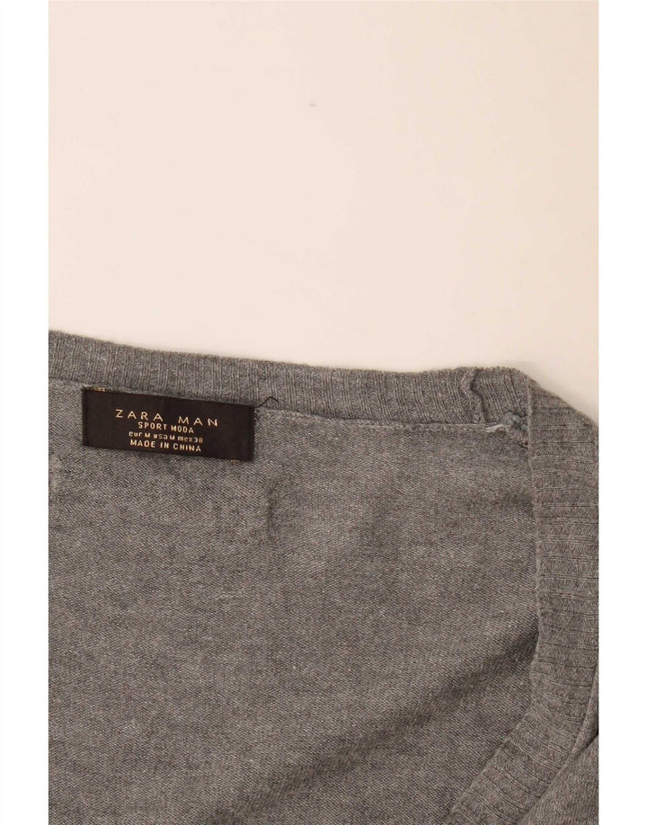 Zara Mens Cardigan Sweater Medium Grey