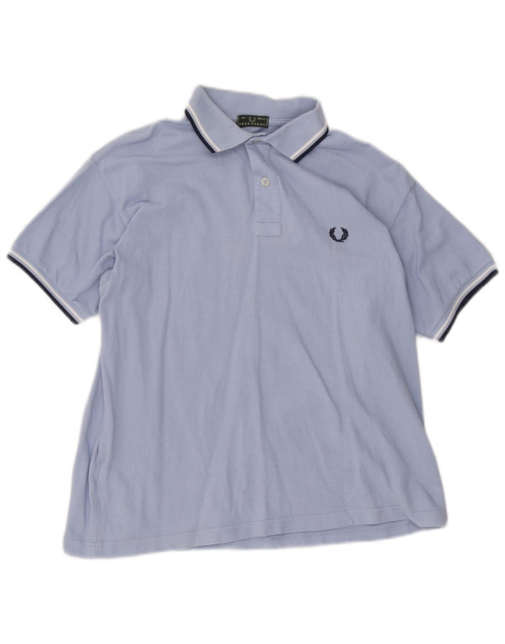 FRED PERRY Boys Polo Shirt 15-16 Years Blue Striped Cotton