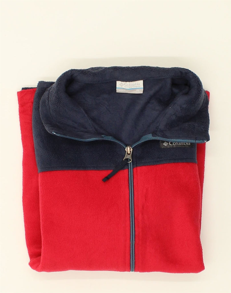 COLUMBIA Boys Fleece Jacket 15-16 Years XL Red Colourblock Polyester | Vintage Columbia | Thrift | Second-Hand Columbia | Used Clothing | Messina Hembry 