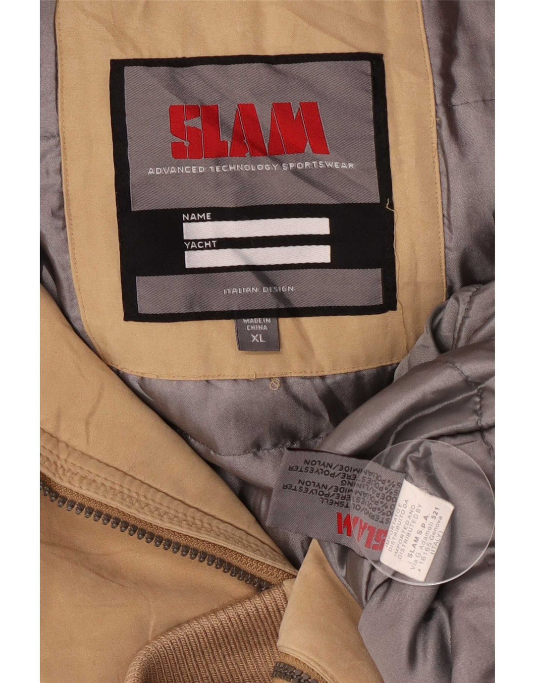 Slam Mens Hooded Bomber Windbreaker Jacket UK 42 XL Beige Polyester