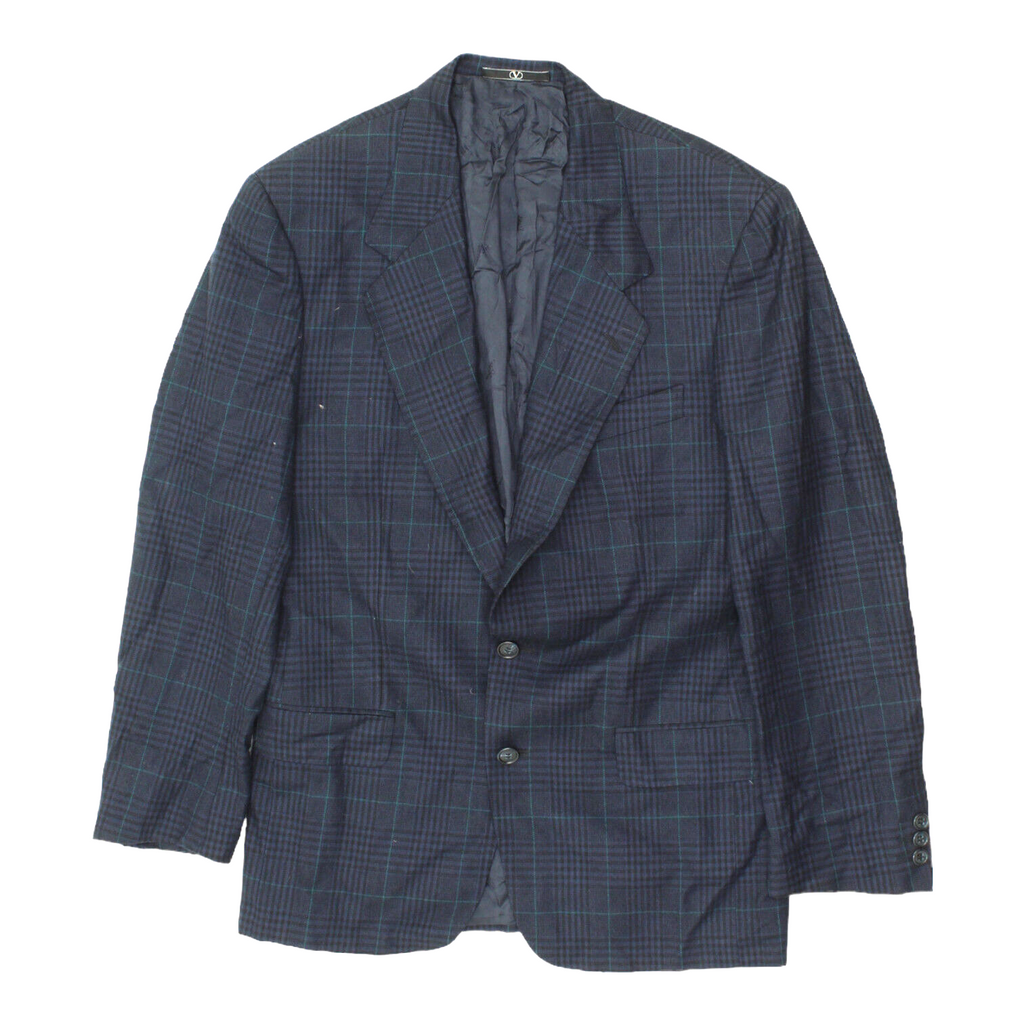 Valentino Mens Navy Wool Check Blazer Jacket | Vintage High End Designer VTG | Vintage Messina Hembry | Thrift | Second-Hand Messina Hembry | Used Clothing | Messina Hembry 
