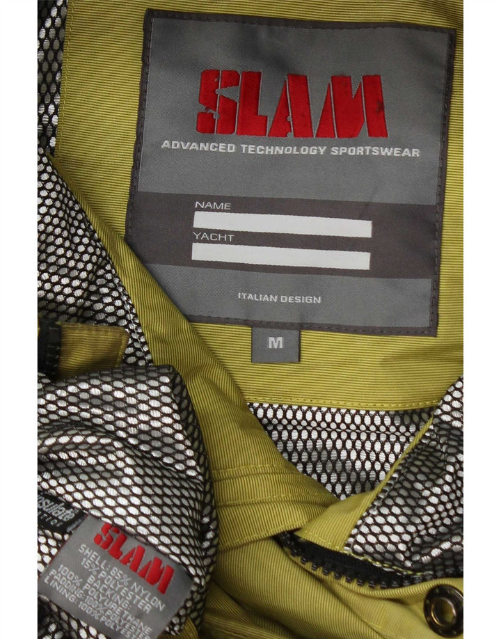 Slam Mens Graphic Hooded Windbreaker Jacket UK 38 Medium Yellow Nylon