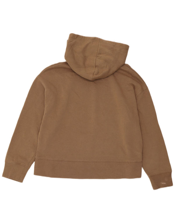 Zara Womens Hoodie Jumper UK 16 Large Brown Cotton