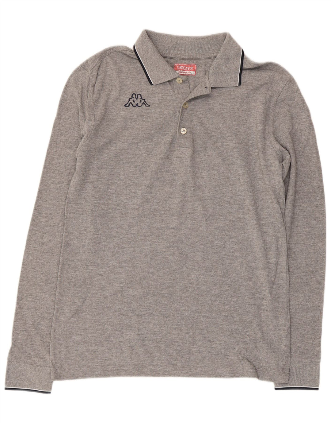 KAPPA Mens Long Sleeve Polo Shirt Medium Grey Flecked Cotton