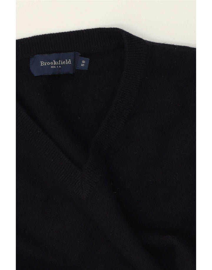 Brooksfield Mens V-Neck Jumper Sweater IT 58 3XL Navy Blue