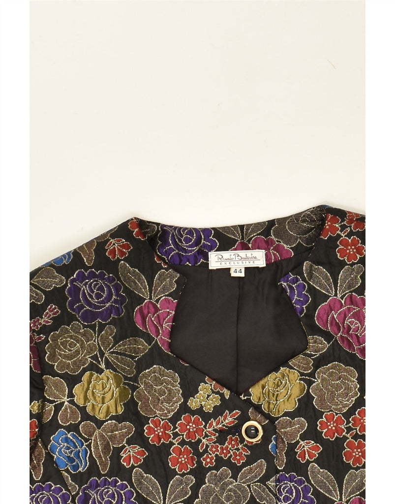RENATO BALESTRA Womens 4 Button Blazer Jacket IT 44 Medium Black Floral | Vintage Renato Balestra | Thrift | Second-Hand Renato Balestra | Used Clothing | Messina Hembry 