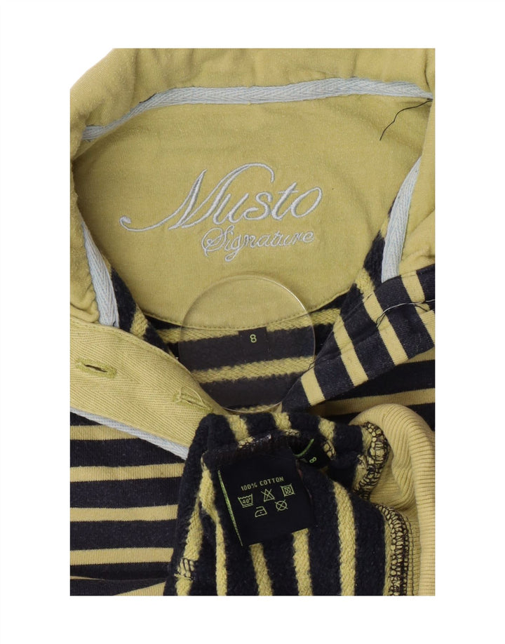 MUSTO Womens Oversized Sweatshirt Jumper UK 8 Small Blue Striped Vintage Musto and Second-Hand Musto from Messina Hembry 